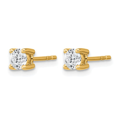 14K Yellow Gold 1/2 Ctw Lab Grown Diamond Vs+ F+ Round 4 Prong Heavy Wt. Stud Earrings