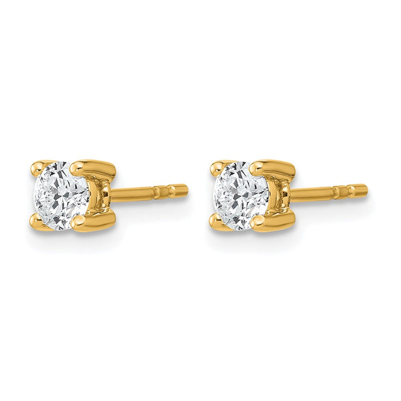 14K Yellow Gold 1/2 Ctw Lab Grown Diamond Vs+ F+ Round 4 Prong Heavy Wt. Stud Earrings