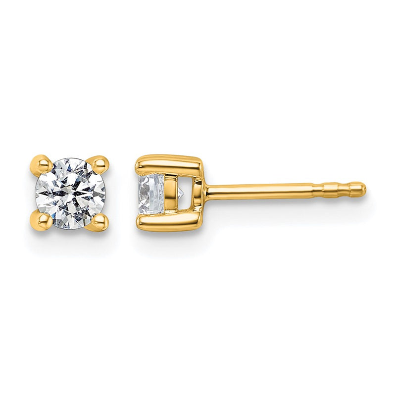 14K Yellow Gold 1/2 Ctw Lab Grown Diamond Vs+ F+ Round 4 Prong Heavy Wt. Stud Earrings