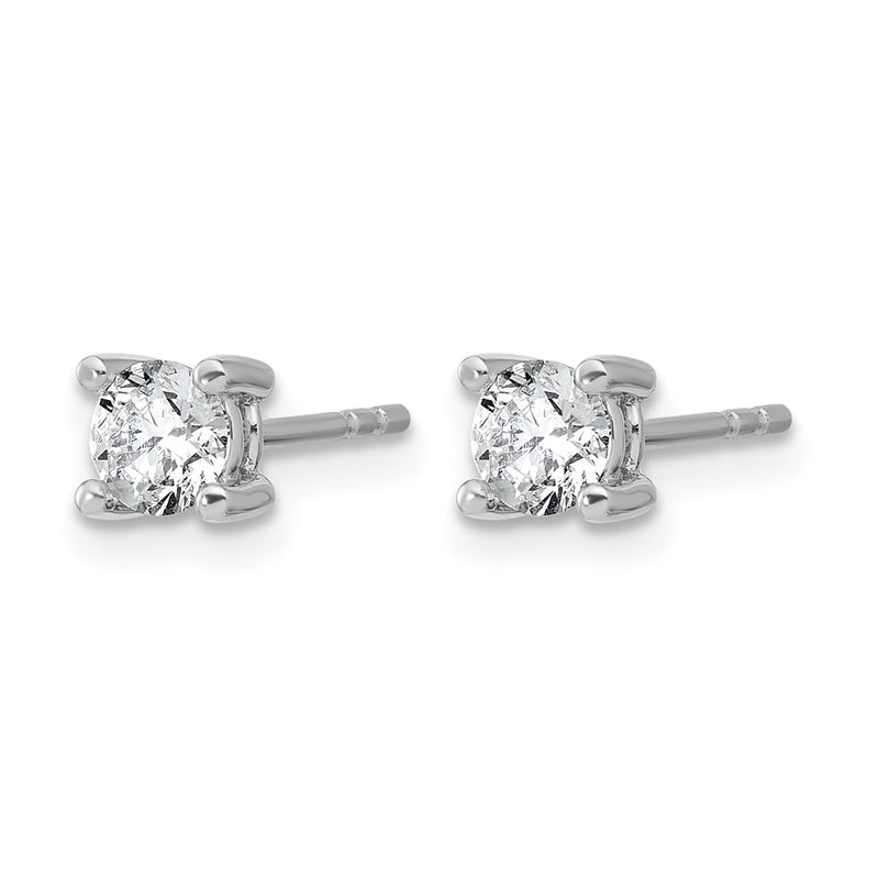 14K White Gold 2/3 Ctw Lab Grown Diamond Vs+ F+ Round 4 Prong Heavy Wt. Stud Earrings