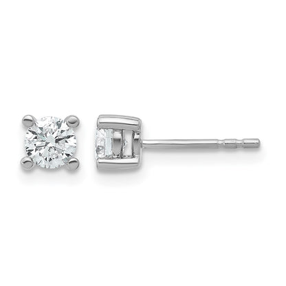 14K White Gold 2/3 Ctw Lab Grown Diamond Vs+ F+ Round 4 Prong Heavy Wt. Stud Earrings