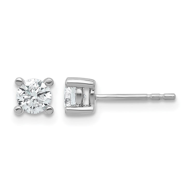 14K White Gold 2/3 Ctw Lab Grown Diamond Vs+ F+ Round 4 Prong Heavy Wt. Stud Earrings