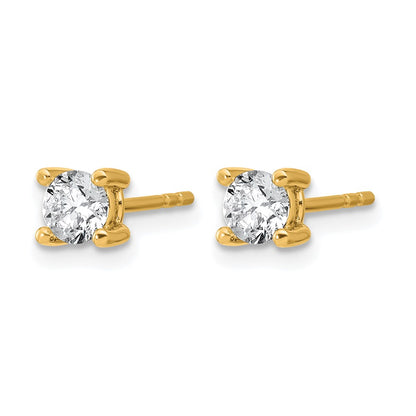 14K Yellow Gold 2/3 Ctw Lab Grown Diamond Vs+ F+ Round 4 Prong Heavy Wt. Stud Earrings