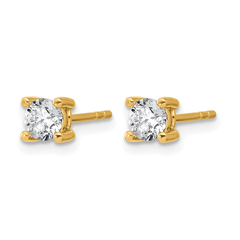 14K Yellow Gold 2/3 Ctw Lab Grown Diamond Vs+ F+ Round 4 Prong Heavy Wt. Stud Earrings