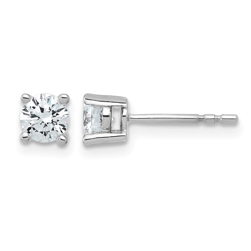 14K White Gold 3/4 Ctw Lab Grown Diamond Vs+ F+ Round 4 Prong Heavy Wt. Stud Earrings
