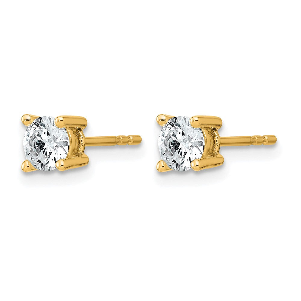 14K Yellow Gold 3/4 Ctw Lab Grown Diamond Vs+ F+ Round 4 Prong Heavy Wt. Stud Earrings