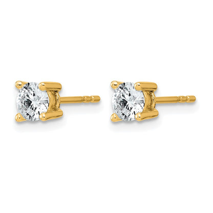 14K Yellow Gold 3/4 Ctw Lab Grown Diamond Vs+ F+ Round 4 Prong Heavy Wt. Stud Earrings