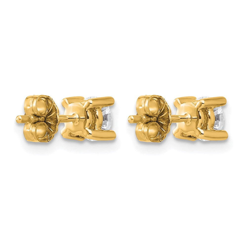14K Yellow Gold 3/4 Ctw Lab Grown Diamond Vs+ F+ Round 4 Prong Heavy Wt. Stud Earrings