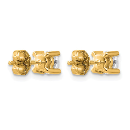 14K Yellow Gold 3/4 Ctw Lab Grown Diamond Vs+ F+ Round 4 Prong Heavy Wt. Stud Earrings