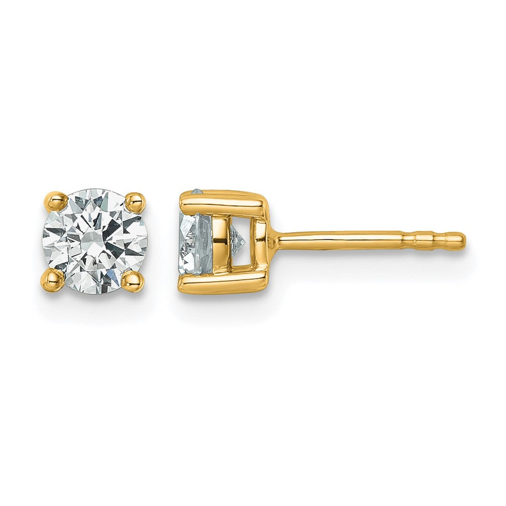 14K Yellow Gold 3/4 Ctw Lab Grown Diamond Vs+ F+ Round 4 Prong Heavy Wt. Stud Earrings