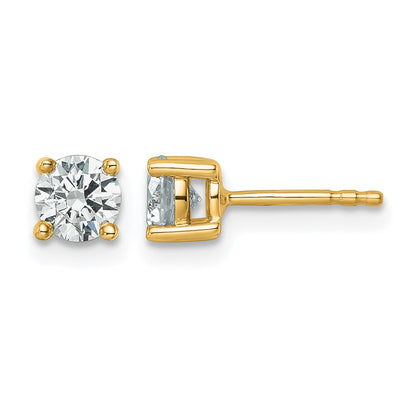 14K Yellow Gold 3/4 Ctw Lab Grown Diamond Vs+ F+ Round 4 Prong Heavy Wt. Stud Earrings