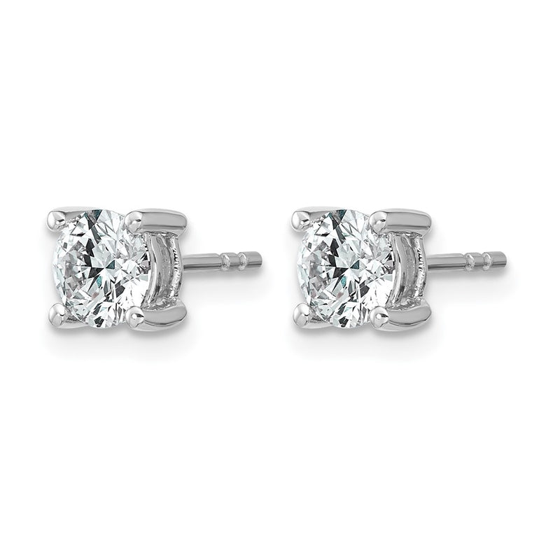 14K White Gold 1 Ctw Lab Grown Diamond Vs+ F+ Round 4 Prong Heavy Wt. Stud Earrings