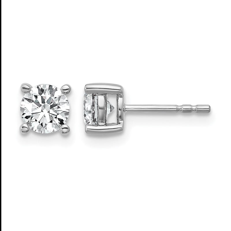 14K White Gold 1 Ctw Lab Grown Diamond Vs+ F+ Round 4 Prong Heavy Wt. Stud Earrings