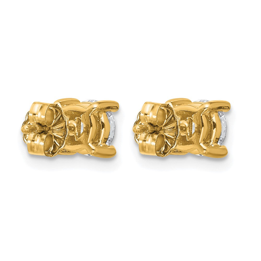 14K Yellow Gold 1 Ctw Lab Grown Diamond Vs+ F+ Round 4 Prong Heavy Wt. Stud Earrings