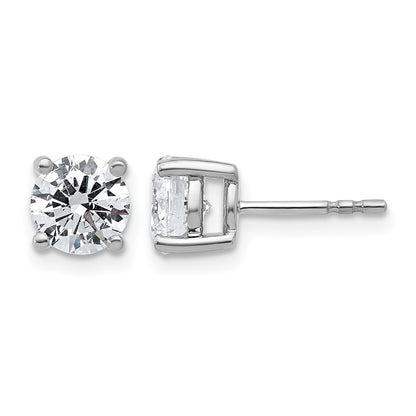 14K White Gold 2 Ctw Lab Grown Diamond Vs+ F+ Round 4 Prong Heavy Wt. Stud Earrings