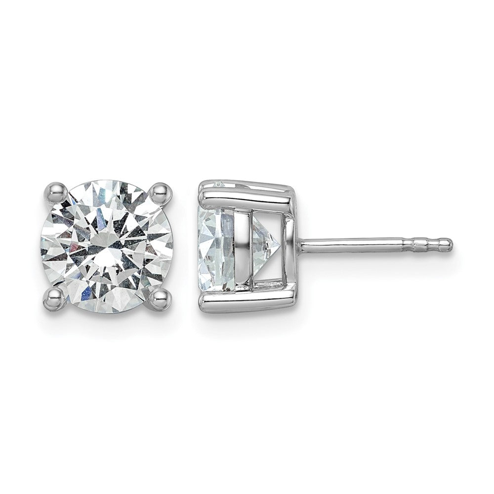 14K White Gold 3 Ctw Lab Grown Diamond Vs+ F+ Round 4 Prong Heavy Wt. Stud Earrings