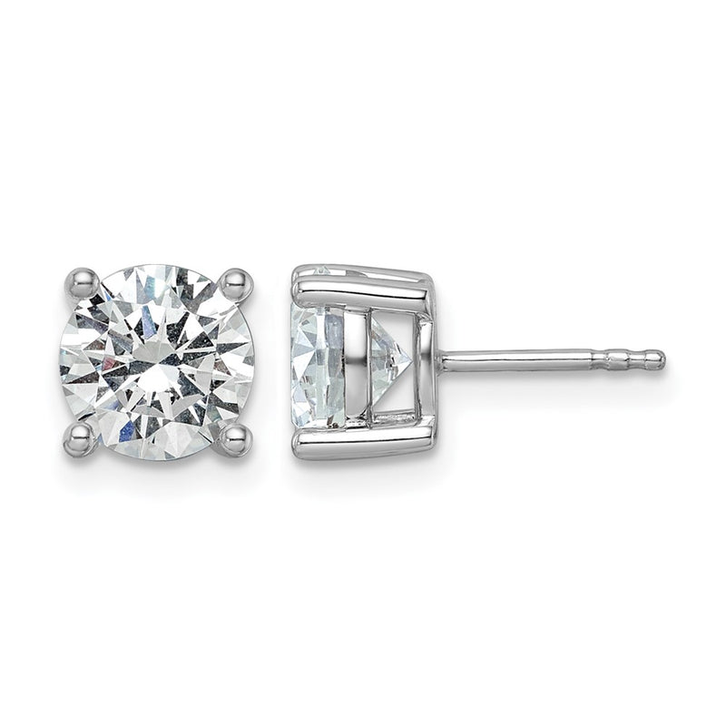 14K White Gold 3 Ctw Lab Grown Diamond Vs+ F+ Round 4 Prong Heavy Wt. Stud Earrings