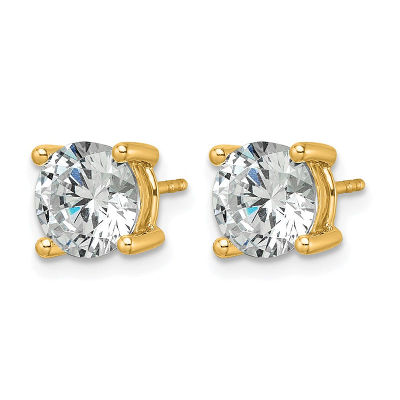 14K Yellow Gold 3 Ctw Lab Grown Diamond Vs+ F+ Round 4 Prong Heavy Wt. Stud Earrings