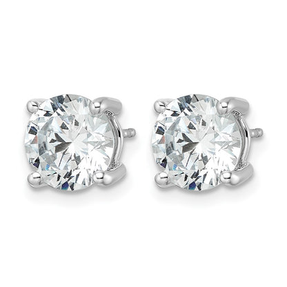 14K White Gold 5 Ctw Lab Grown Diamond Vs+ F+ Round 4 Prong Heavy Wt. Stud Earrings