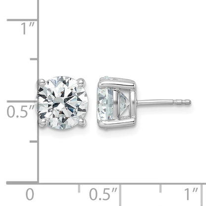 14K White Gold 5 Ctw Lab Grown Diamond Vs+ F+ Round 4 Prong Heavy Wt. Stud Earrings