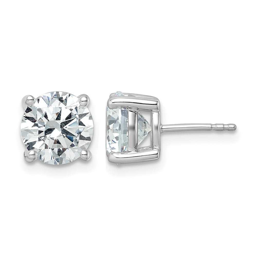 14K White Gold 5 Ctw Lab Grown Diamond Vs+ F+ Round 4 Prong Heavy Wt. Stud Earrings