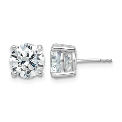14K White Gold 5 Ctw Lab Grown Diamond Vs+ F+ Round 4 Prong Heavy Wt. Stud Earrings