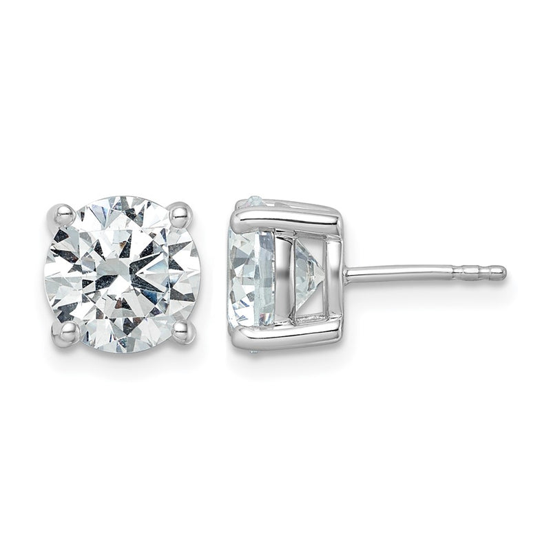 14K White Gold 5 Ctw Lab Grown Diamond Vs+ F+ Round 4 Prong Heavy Wt. Stud Earrings