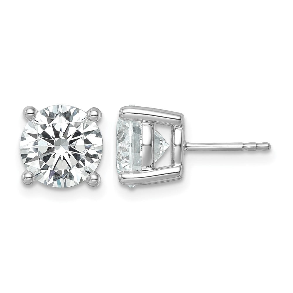 14K White Gold 6 Ctw Lab Grown Diamond Vs+ F+ Round 4 Prong Heavy Wt. Stud Earrings