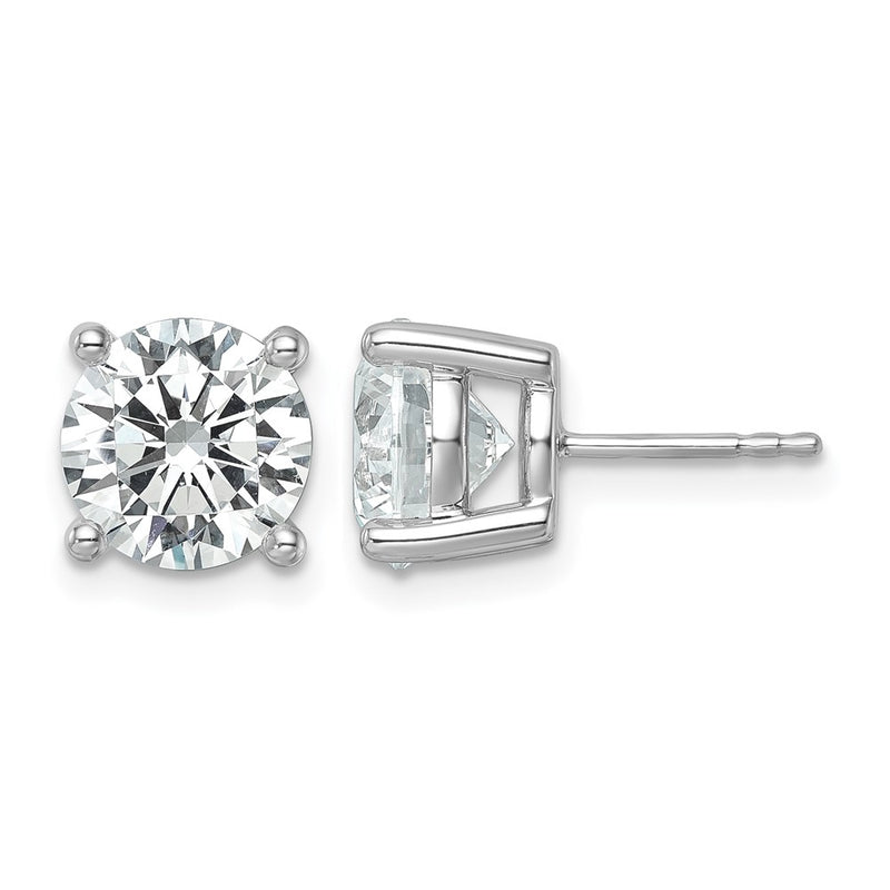 14K White Gold 6 Ctw Lab Grown Diamond Vs+ F+ Round 4 Prong Heavy Wt. Stud Earrings
