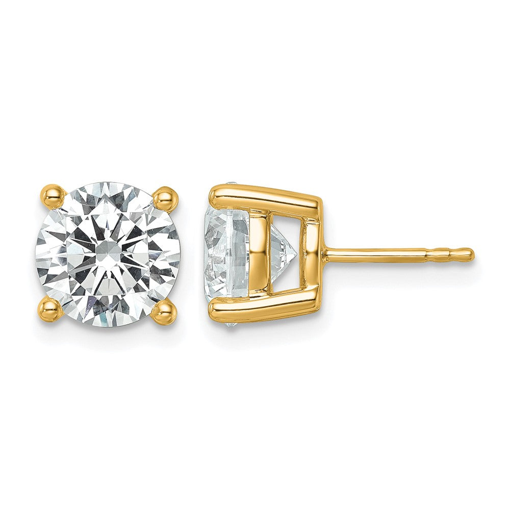 14K Yellow Gold 6 Ctw Lab Grown Diamond Vs+ F+ Round 4 Prong Heavy Wt. Stud Earrings