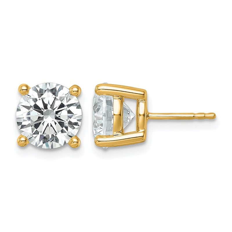 14K Yellow Gold 6 Ctw Lab Grown Diamond Vs+ F+ Round 4 Prong Heavy Wt. Stud Earrings
