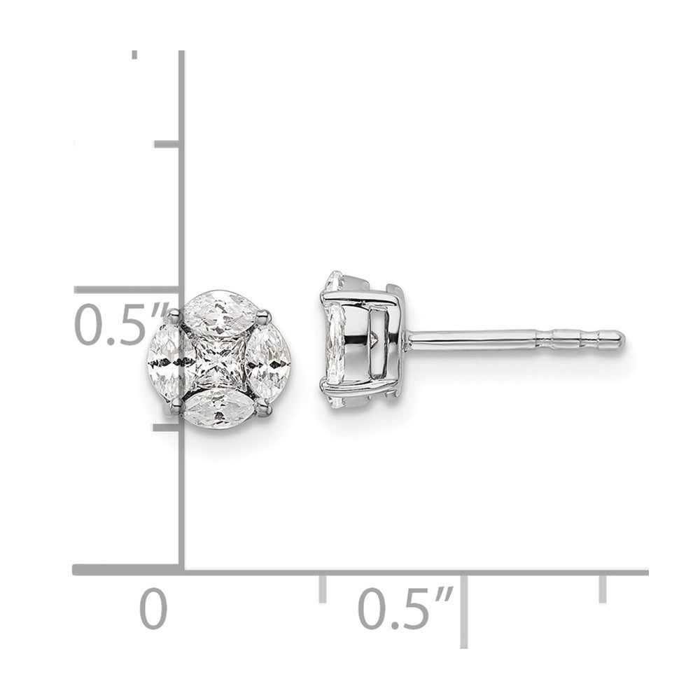 14k White Gold 1/2 Ct. Lab Grown Diamond VS/SI+ G+ Round and Marquise Halo Post Earrings