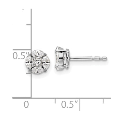14k White Gold 1/2 Ct. Lab Grown Diamond VS/SI+ G+ Round and Marquise Halo Post Earrings