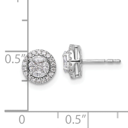 14k White Gold 1/2 Ct. Lab Grown Diamond VS/SI+ G+ Round and Marquise Halo Post Earrings