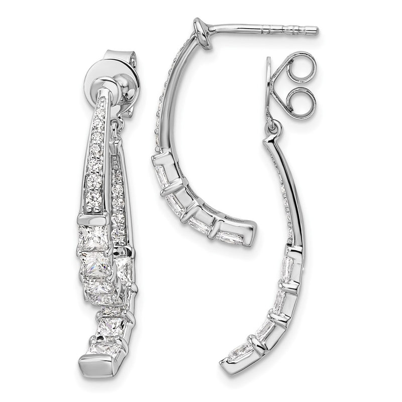 14k White Gold 2 5/8 Ct. Lab Grown Diamond VS/SI+ G+ Front and Back Dangle Post Earrings