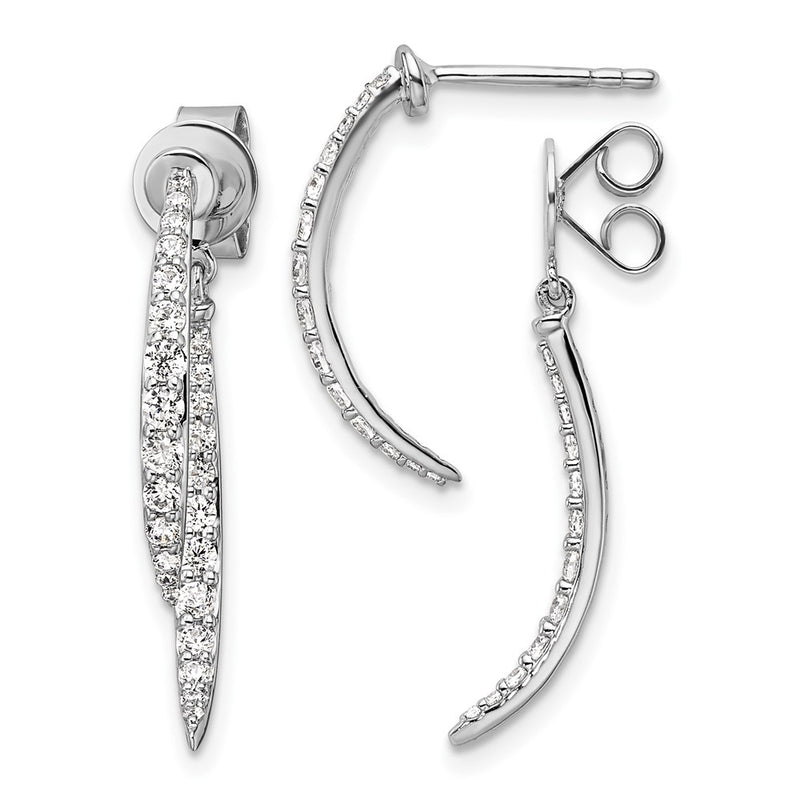 14k White Gold 5/8 Ct. Lab Grown Diamond VS/SI+ G+ Front and Back Dangle Post Earrings