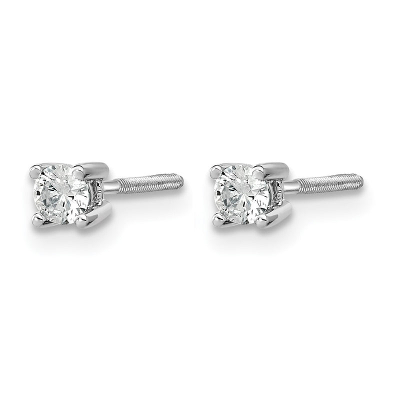 14K White Gold 1/5 Ctw Lab Grown Diamond Vs+ F+ Round 4 Prong Heavy Wt. Screwback Stud Earrings