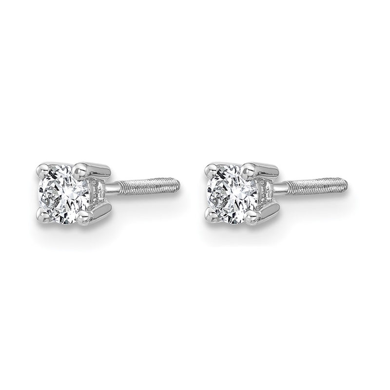 14K White Gold 1/4 Ctw Lab Grown Diamond Vs+ F+ Round 4 Prong Heavy Wt. Screwback Stud Earrings