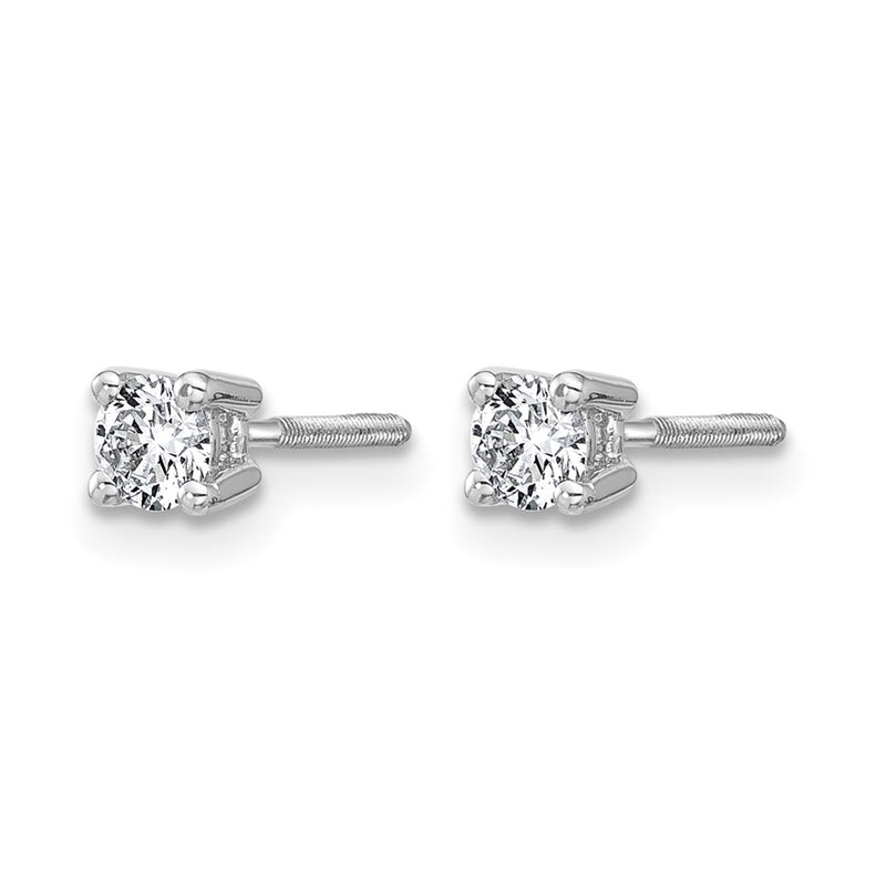 14K White Gold 1/3 Ctw Lab Grown Diamond Vs+ F+ Round 4 Prong Heavy Wt. Screwback Stud Earrings