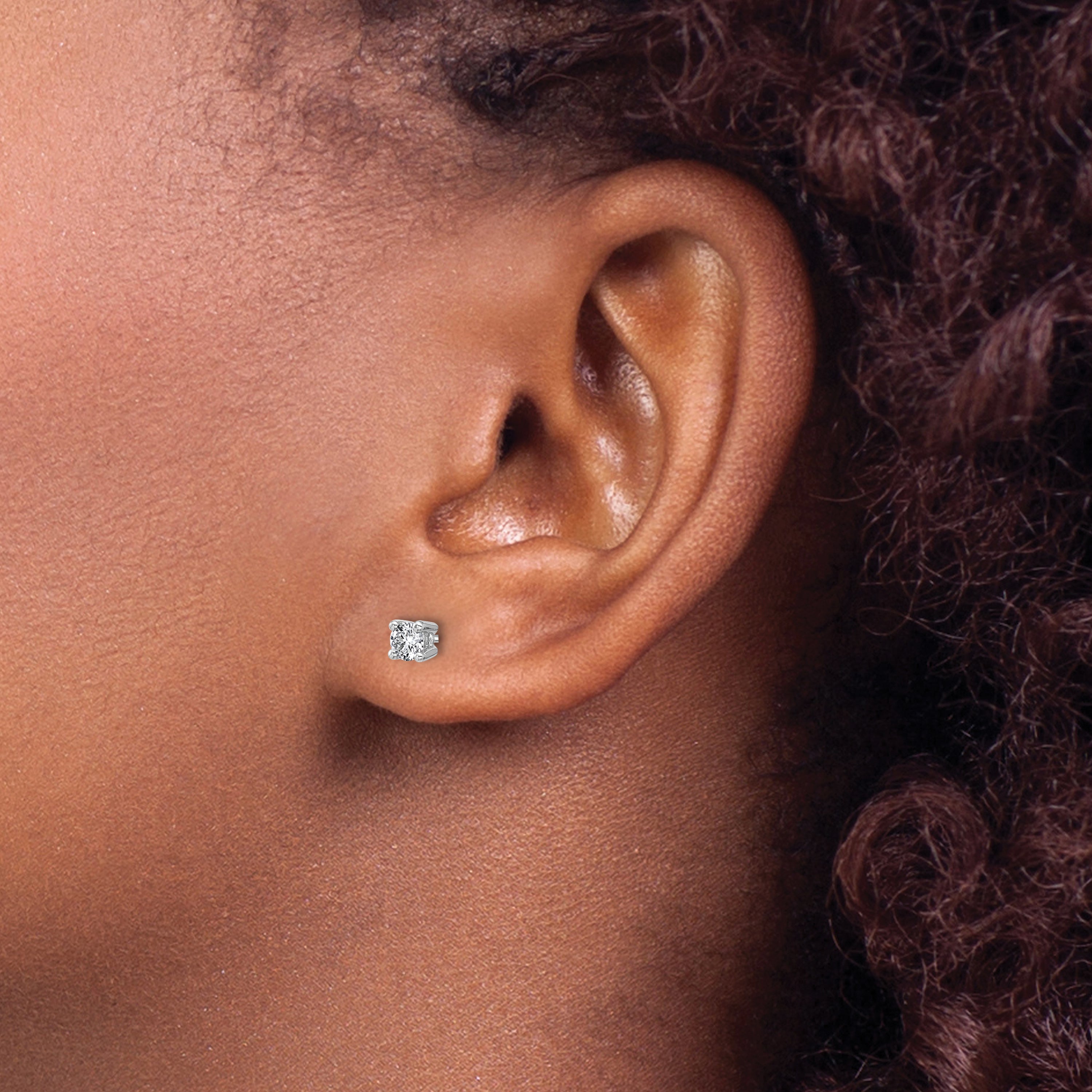 14K White Gold 1/3 Ctw Lab Grown Diamond Vs+ F+ Round 4 Prong Heavy Wt. Screwback Stud Earrings