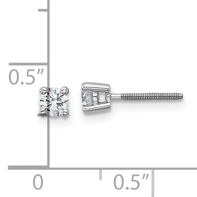 14K White Gold 1/3 Ctw Lab Grown Diamond Vs+ F+ Round 4 Prong Heavy Wt. Screwback Stud Earrings