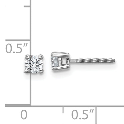 14K White Gold 1/3 Ctw Lab Grown Diamond Vs+ F+ Round 4 Prong Heavy Wt. Screwback Stud Earrings