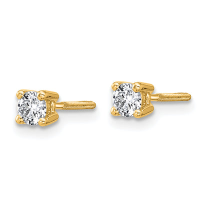 14K Yellow Gold 1/3 Ctw Lab Grown Diamond Vs+ F+ Round 4 Prong Heavy Wt. Screwback Stud Earrings