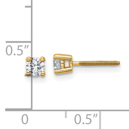 14K Yellow Gold 1/3 Ctw Lab Grown Diamond Vs+ F+ Round 4 Prong Heavy Wt. Screwback Stud Earrings