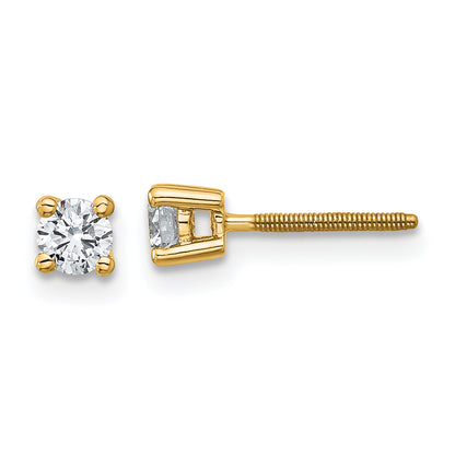 14K Yellow Gold 1/3 Ctw Lab Grown Diamond Vs+ F+ Round 4 Prong Heavy Wt. Screwback Stud Earrings