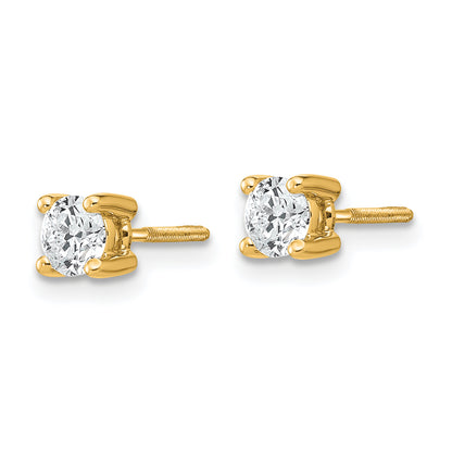 14K Yellow Gold 1/2 Ctw Lab Grown Diamond Vs+ F+ Round 4 Prong Heavy Wt. Screwback Stud Earrings