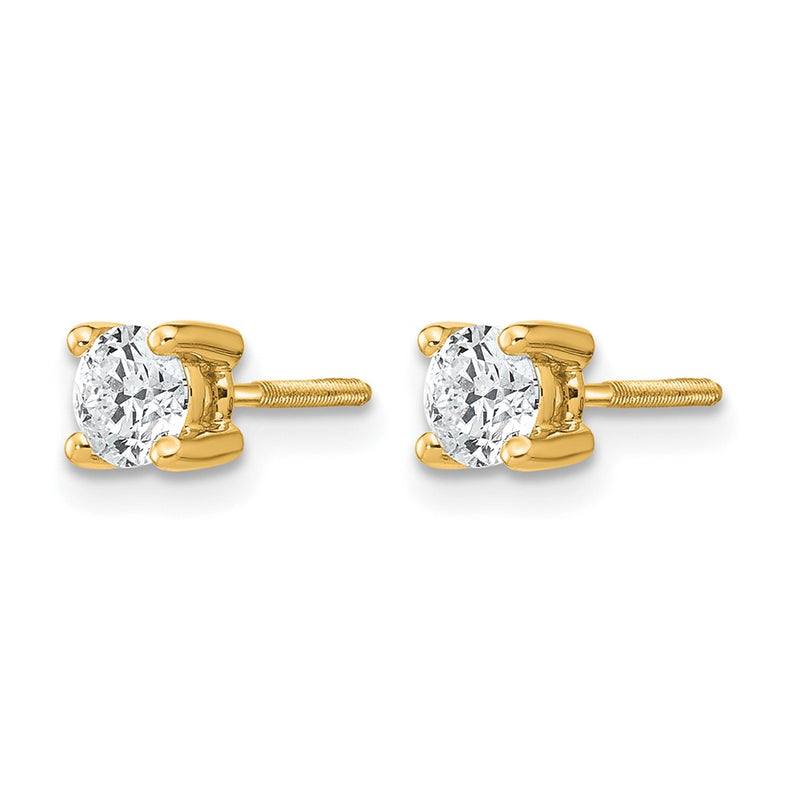 14K Yellow Gold 1/2 Ctw Lab Grown Diamond Vs+ F+ Round 4 Prong Heavy Wt. Screwback Stud Earrings