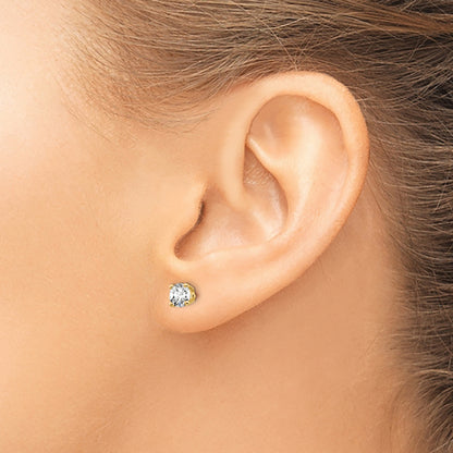 14K Yellow Gold 2/3 Ctw Lab Grown Diamond Vs+ F+ Round 4 Prong Heavy Wt. Screwback Stud Earrings