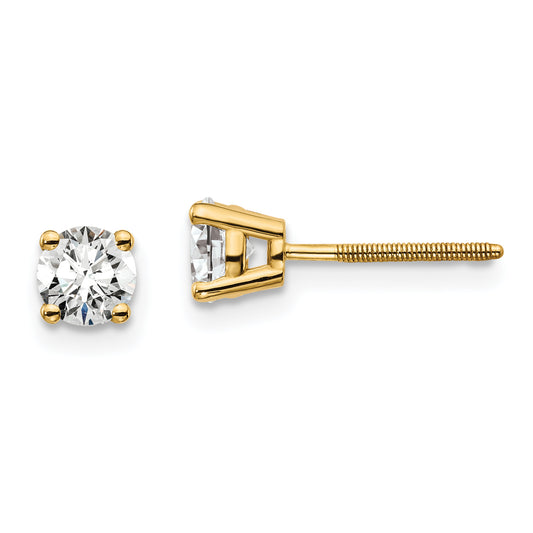14K Yellow Gold 2/3 Ctw Lab Grown Diamond Vs+ F+ Round 4 Prong Heavy Wt. Screwback Stud Earrings