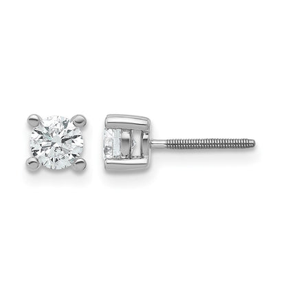14K White Gold 2/3 Ctw Lab Grown Diamond Vs+ F+ Round 4 Prong Heavy Wt. Screwback Stud Earrings